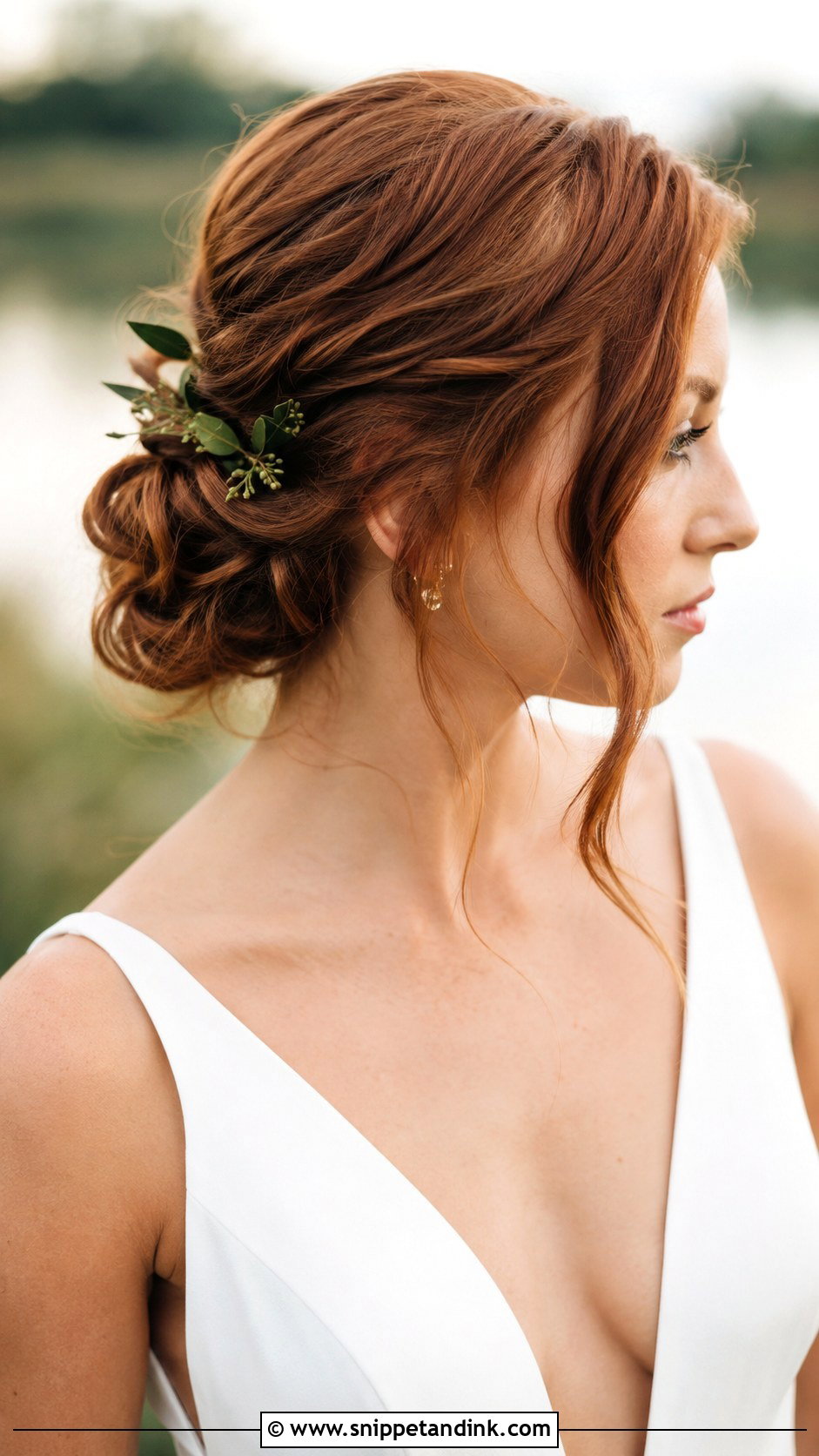 Messy Low Bun With Tendrils - Snippet and Ink - 25 Boho Bride Hair Ideas