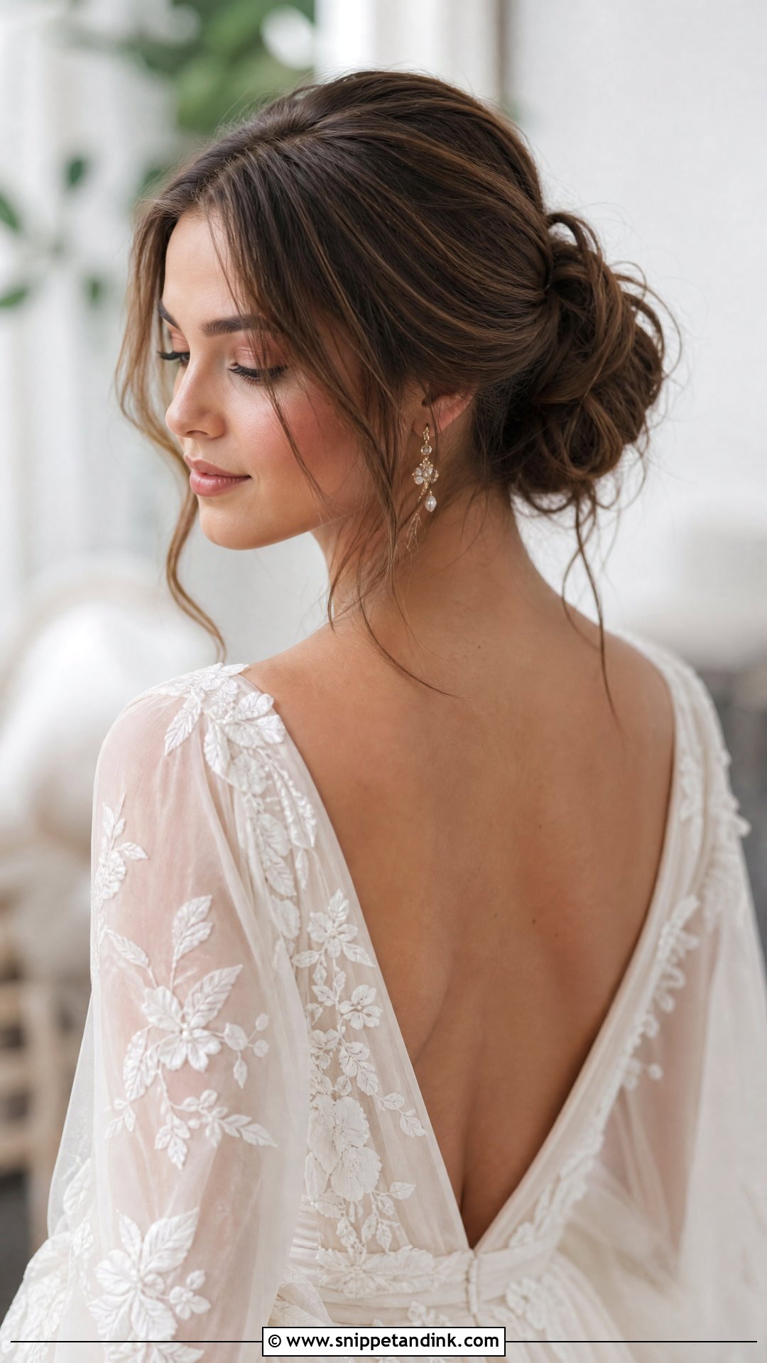 Messy Low Bun With Tendrils - Snippet and Ink - 30 Easy Wedding Hairstyles