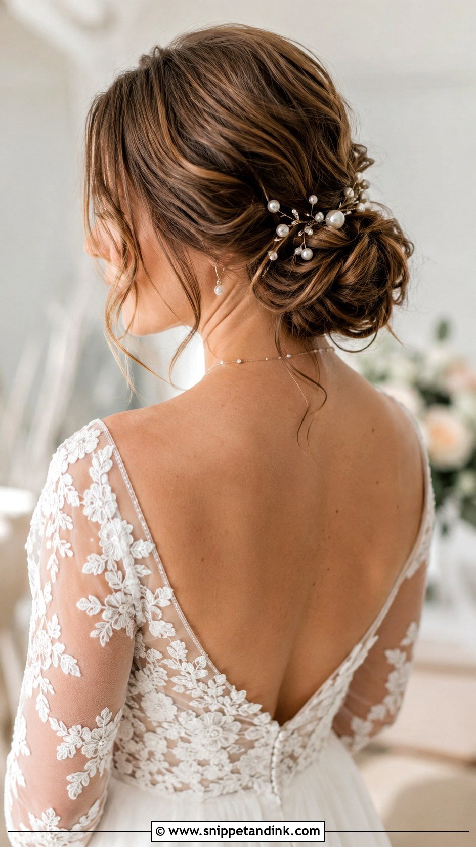 Messy Low Bun With Tendrils - Snippet and Ink - 30 Timeless Bridal Hair Ideas