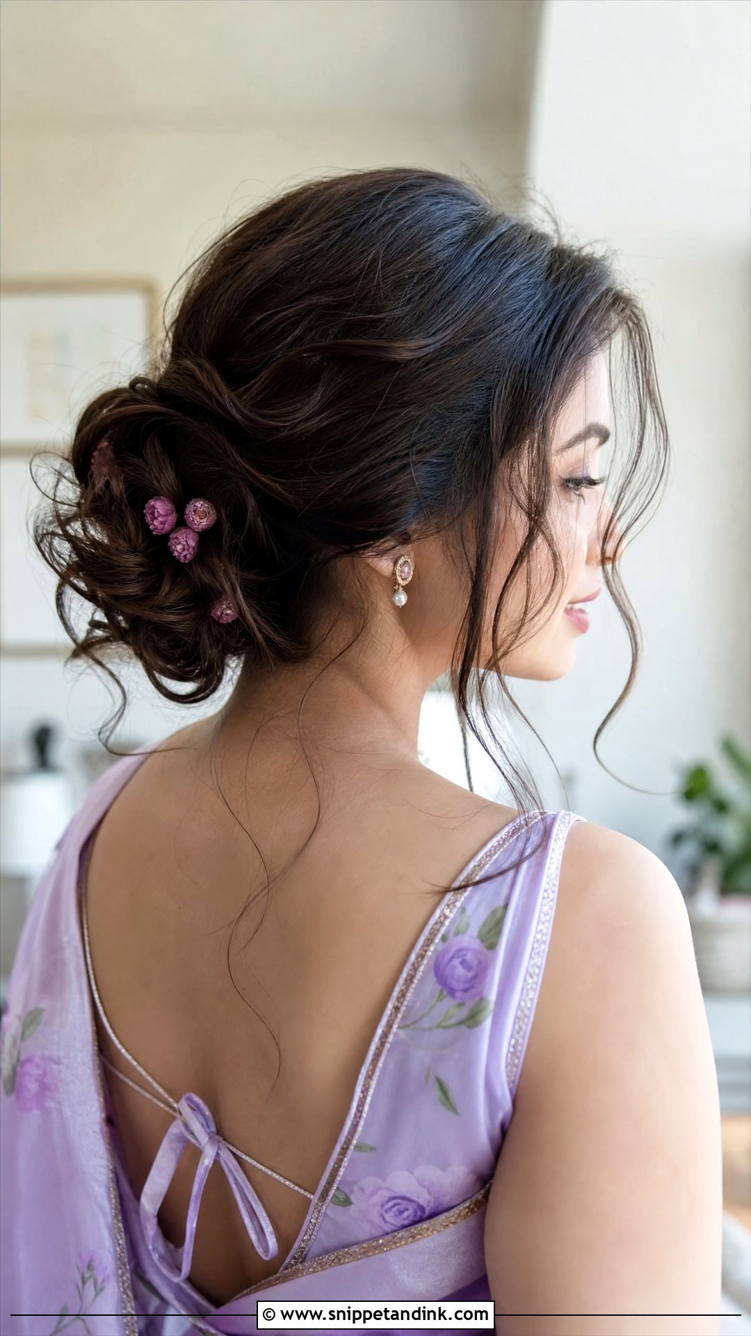 Messy Low Bun With Twists - Snippet and Ink - 20 Easy Self Indian Hairstyles for Wedding