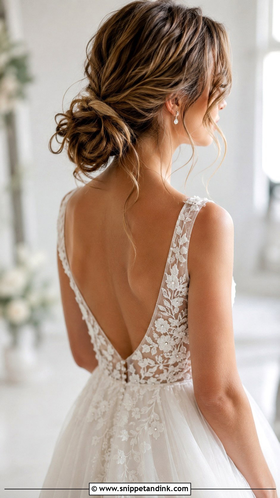 Messy Low Bun for Bride - Snippet and Ink - 35 Bun Hairstyles for Wedding