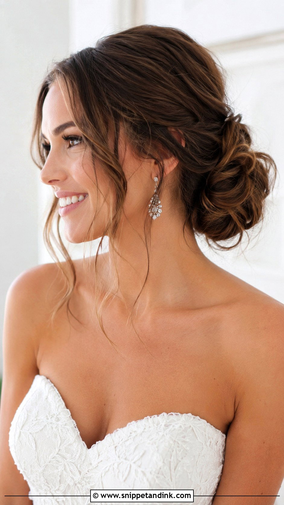 Messy Low Bun for Brides - Snippet and Ink - 20 Natural Bridal Hair Ideas