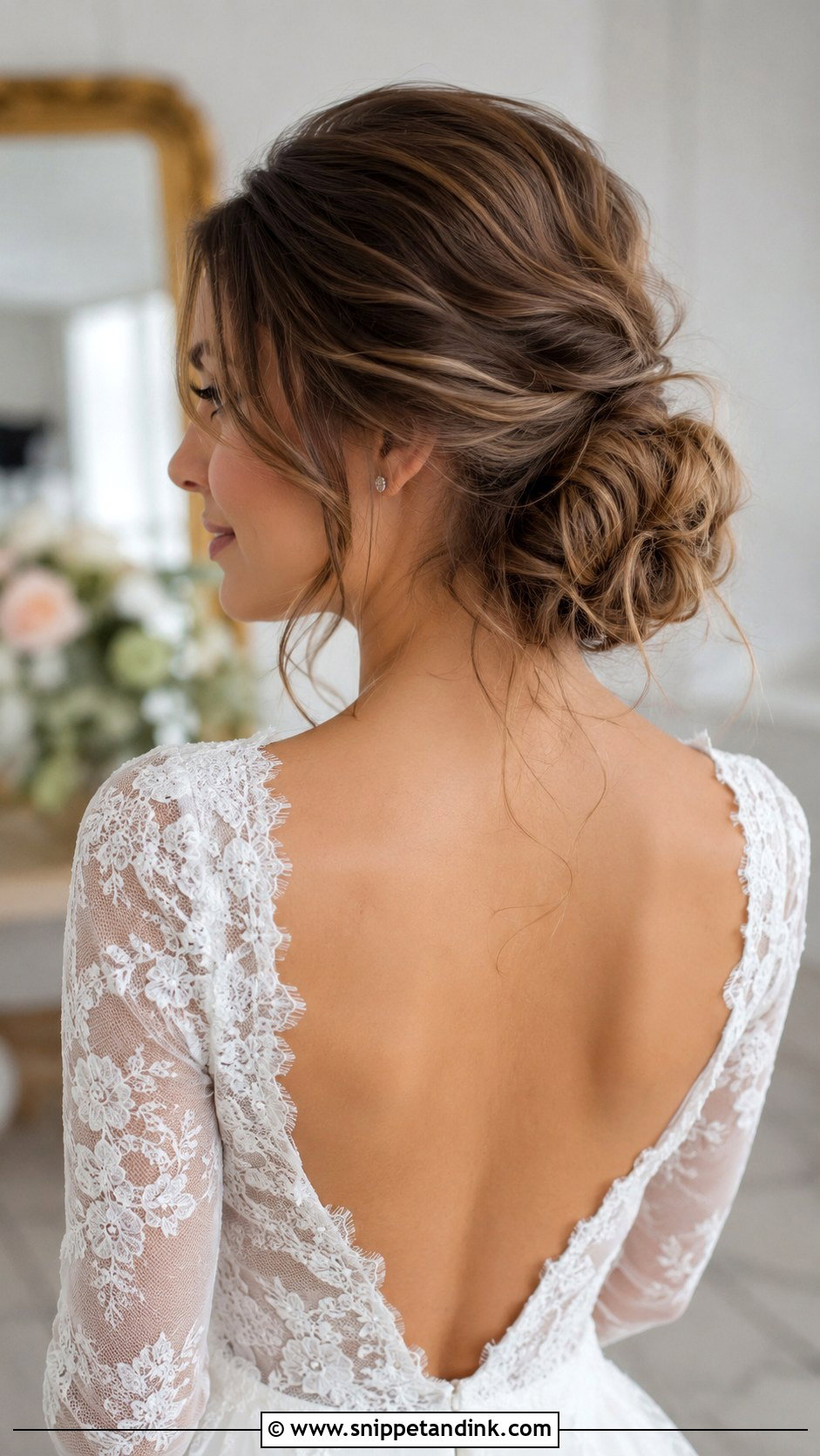 Messy Low Bun for Brides - Snippet and Ink - 30 Wedding Hair Bun Ideas