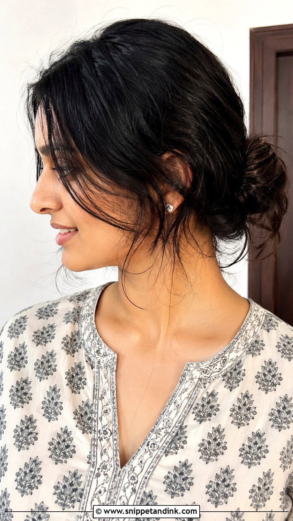 Messy Low Bun for Kurta - Snippet and Ink - 20 Indian Non Bridal Hairstyles
