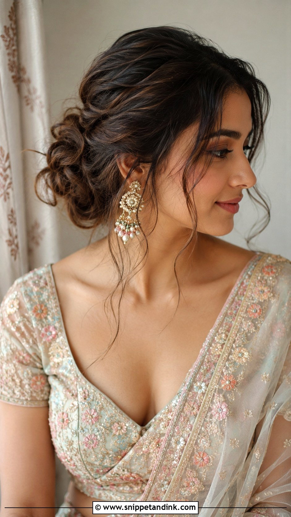 Messy Low Bun for Marriage Function - Snippet and Ink - 25 Hair Styles for Marriage Function