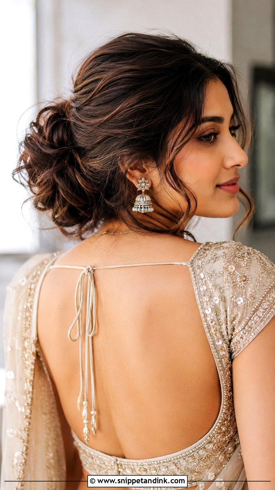 Messy Low Bun for Wedding Guests - Snippet and Ink - 25 Hairstyles for Marriage Function