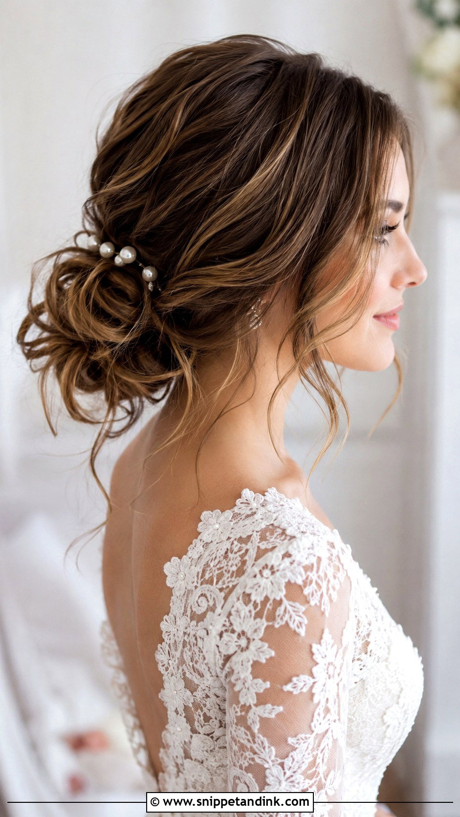 Messy Low Bun with Face Framing Pieces - Snippet and Ink - 30 Updo Hairstyles for Wedding