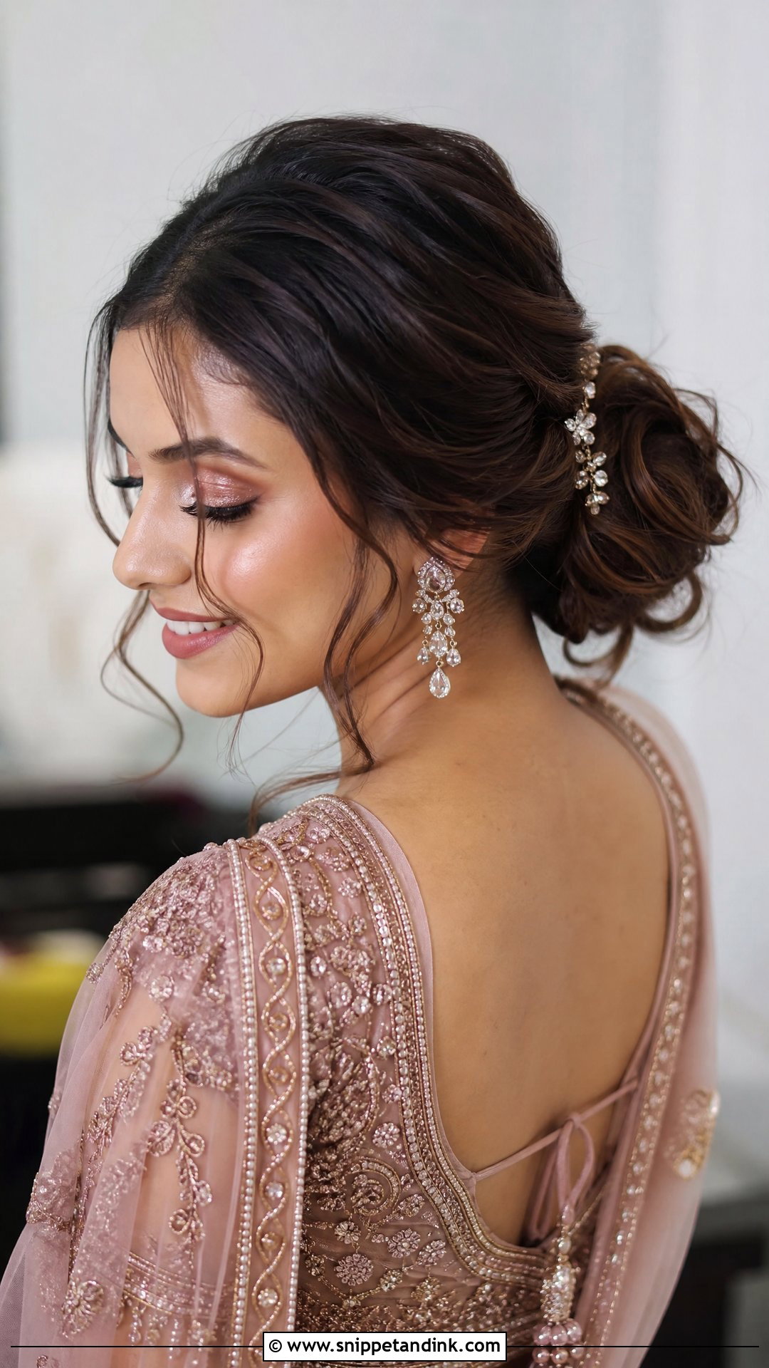 Messy Low Bun - Snippet and Ink - 15 Easy Hairstyles for Indian Wedding
