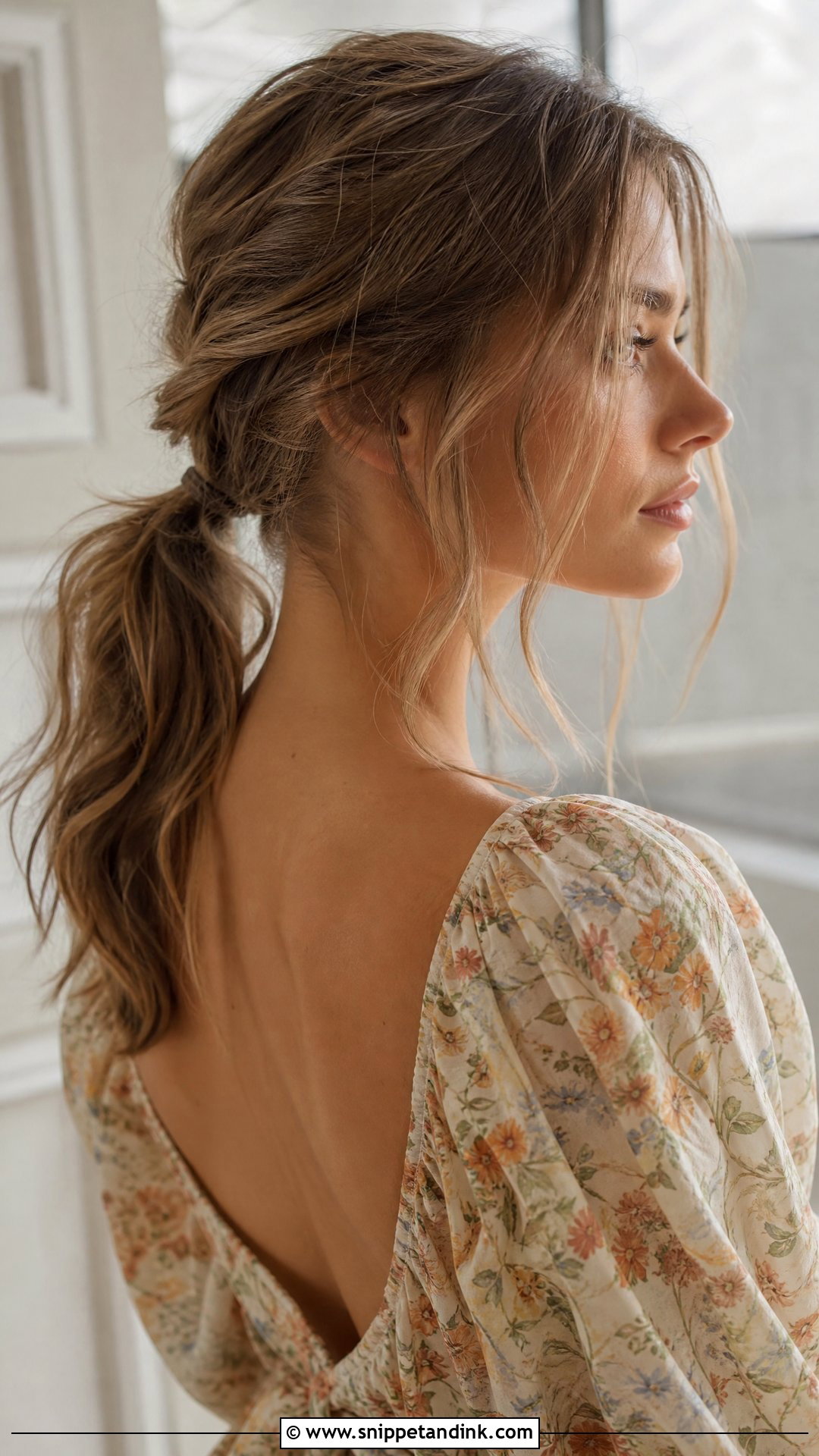 Messy Low Ponytail - Snippet and Ink - 20 Wedding Guest Hair Ponytail Ideas