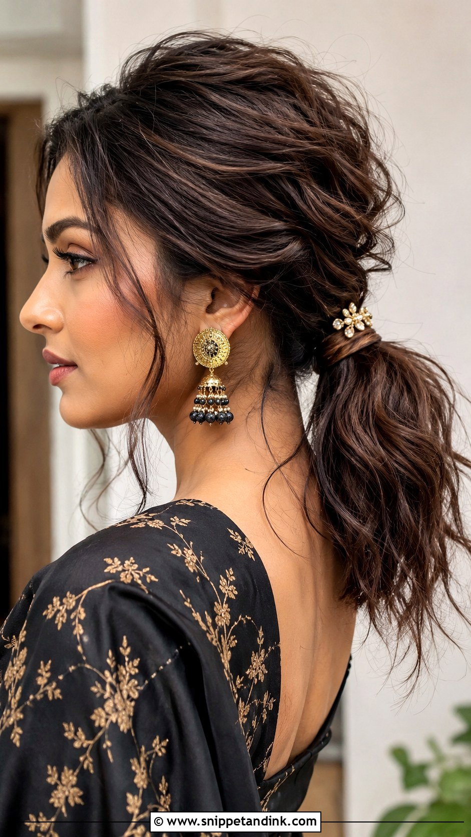 Messy Low Ponytail - Snippet and Ink - 20 Messy Hairstyles for Indian Wedding