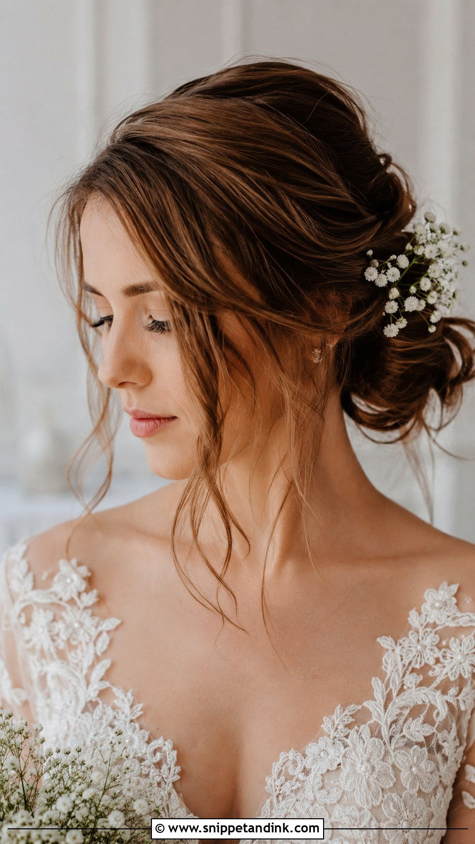 Messy Low Side Bun - Snippet and Ink - 20 Low Side Bun Wedding Hair Ideas