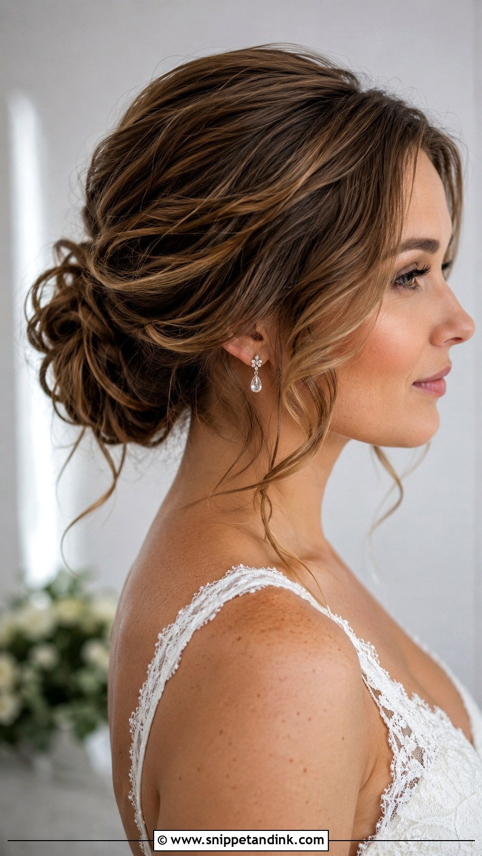 Messy Low Textured Bun Wedding Hair - Snippet and Ink - 15 Low Textured Bun Wedding Hair Ideas