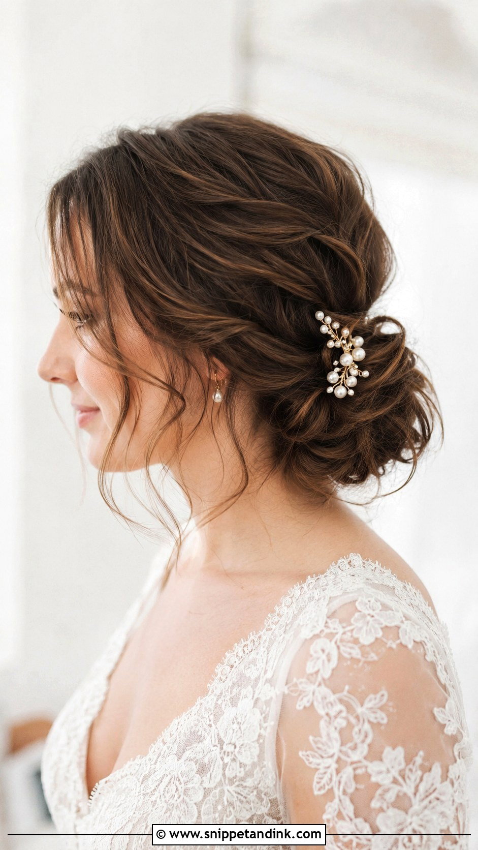 Messy Low Updo for Bob - Snippet and Ink - 25 Bridal Hairstyles for Short Hair
