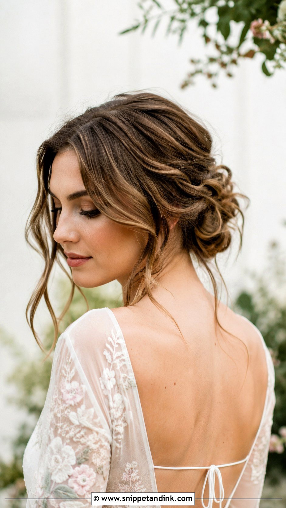 Messy Low Updo for a Bob - Snippet and Ink - 20 Bob Bridal Hair Ideas