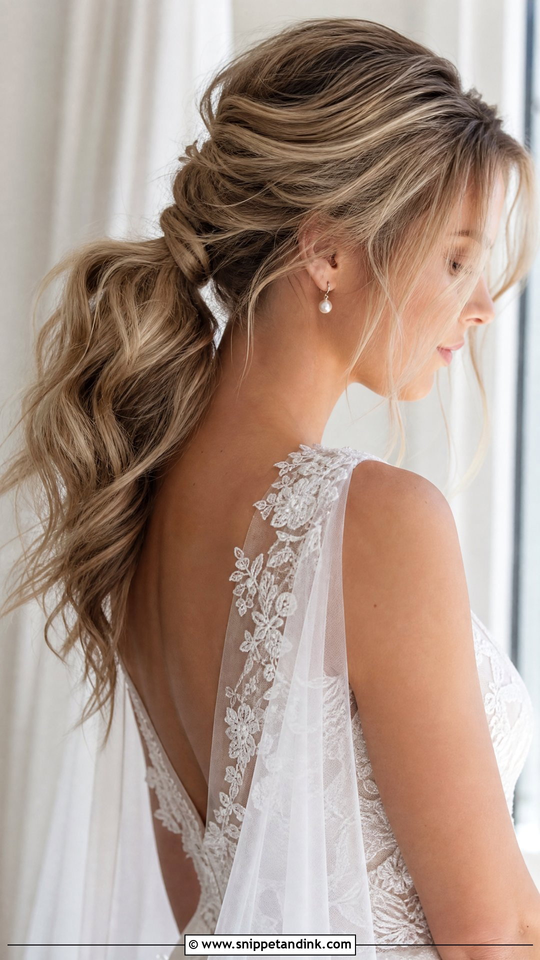 Messy Ponytail Wedding Hairstyle - Snippet and Ink - 15 Classy Ponytail Wedding Hairstyles