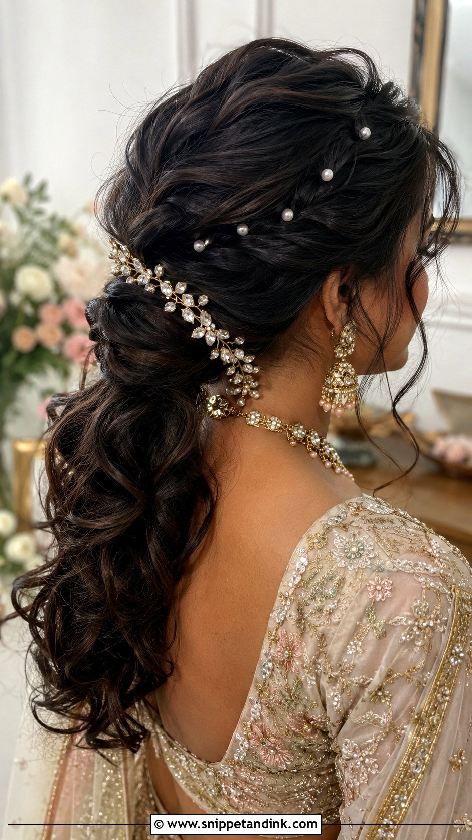 Messy Ponytail With Hair Accessories Indian Wedding - Snippet and Ink - 15 Messy Ponytail Hairstyles Indian Wedding