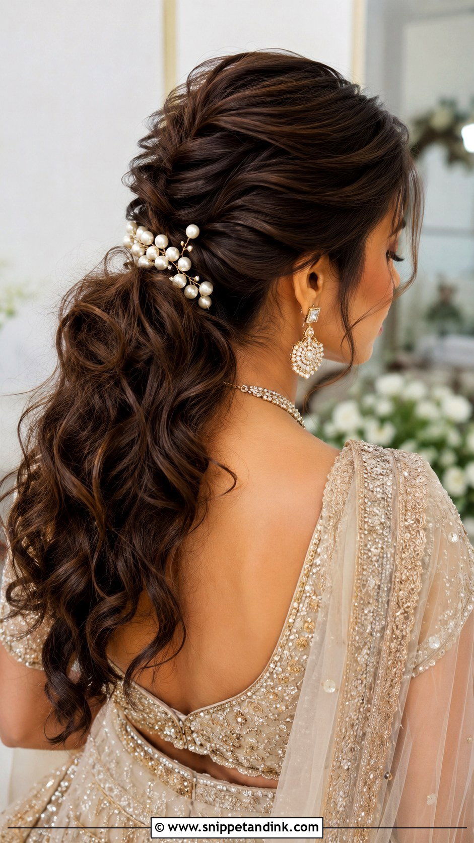 Messy Ponytail With Soft Curls Indian Wedding - Snippet and Ink - 15 Messy Ponytail Hairstyles Indian Wedding