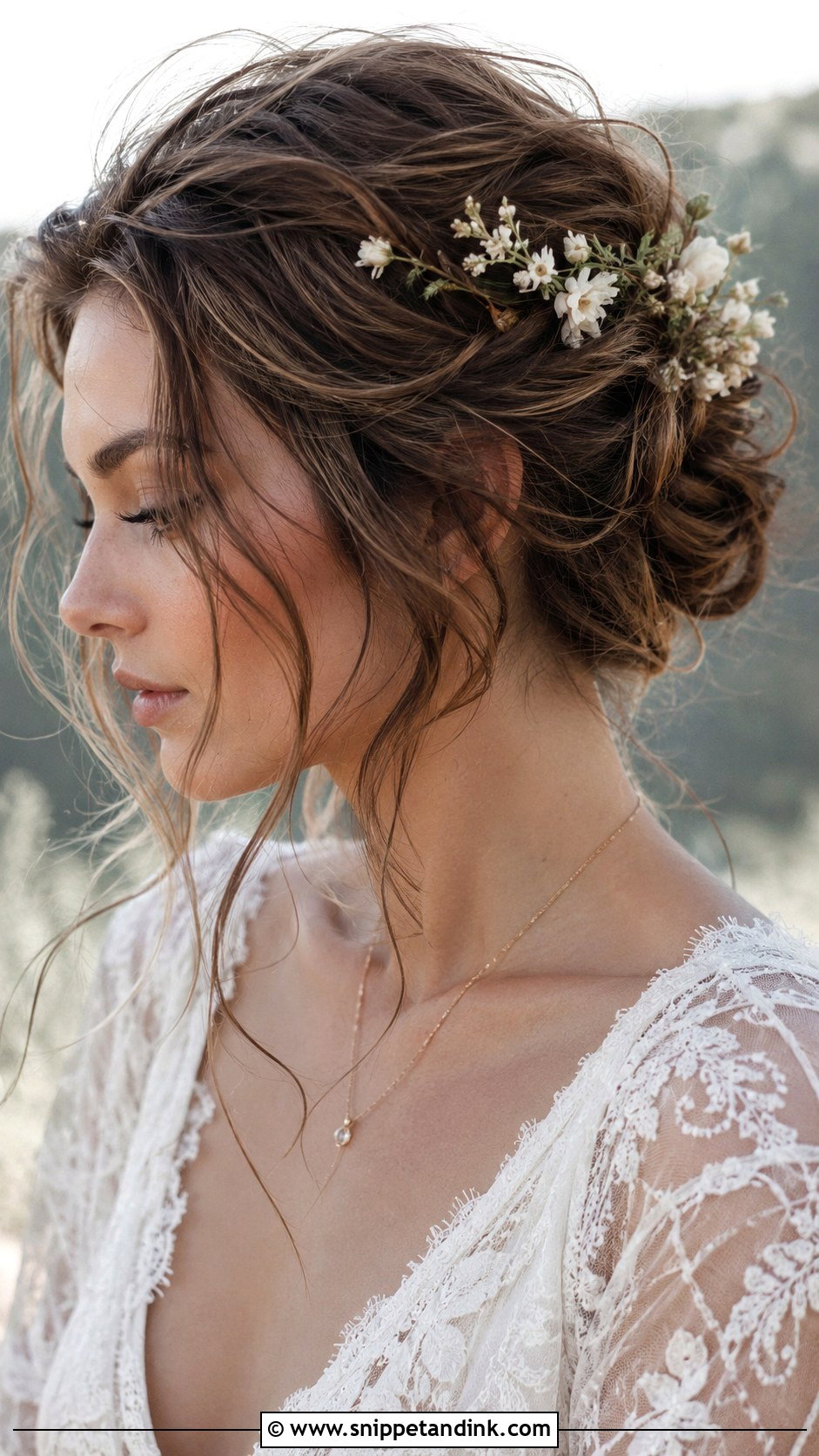 Messy Romantic Updo With Face Framing Pieces - Snippet and Ink - 20 Elegant Updo Wedding Hairstyles