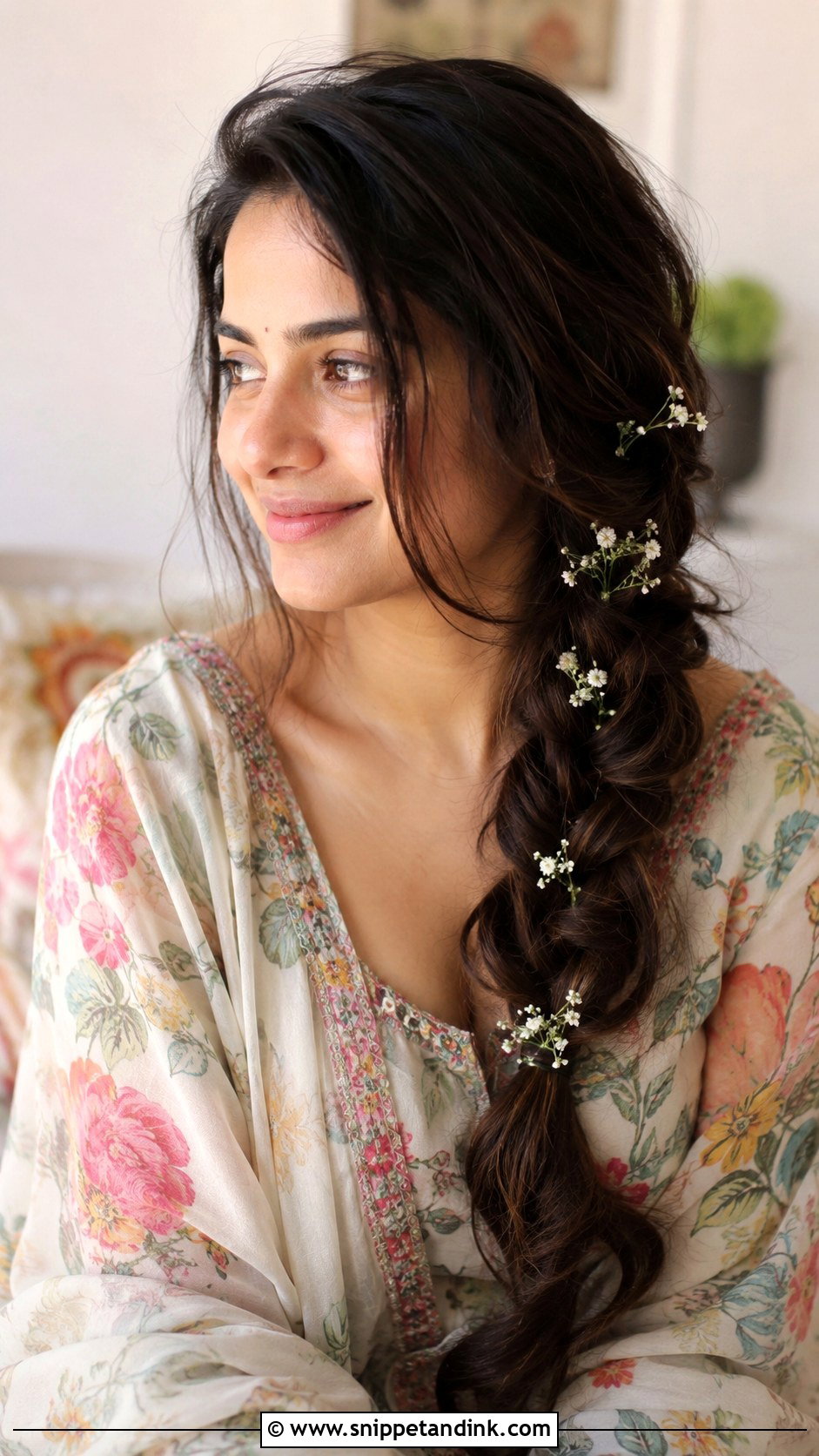 Messy Side Braid - Snippet and Ink - 25 Indian Wedding Guest Hairstyles