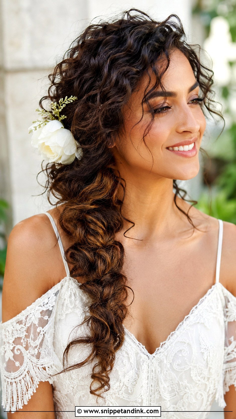 Messy Side Braid With Curls - Snippet and Ink - 20 Bridal Side Braid Ideas