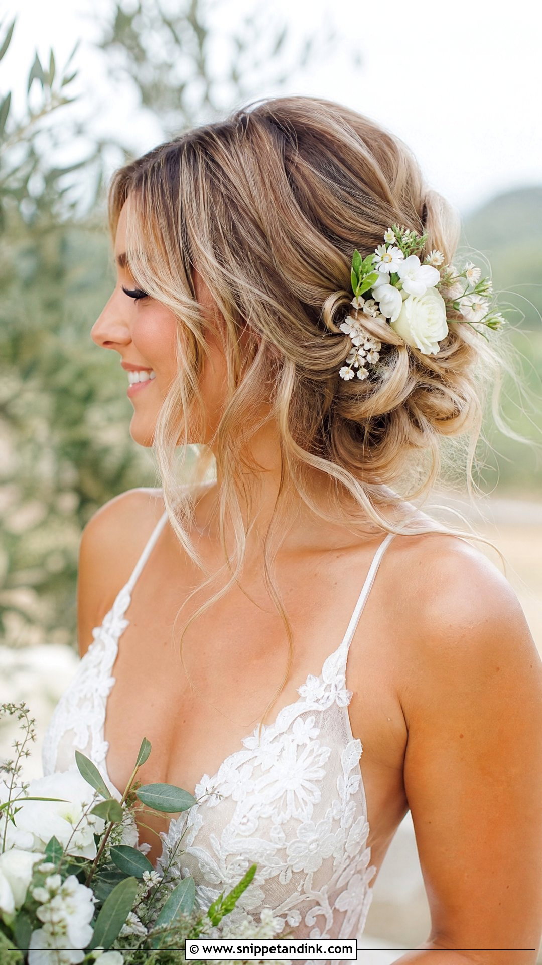 Messy Side Bun - Snippet and Ink - 20 Bridal Hair One Side Pulled Back Ideas