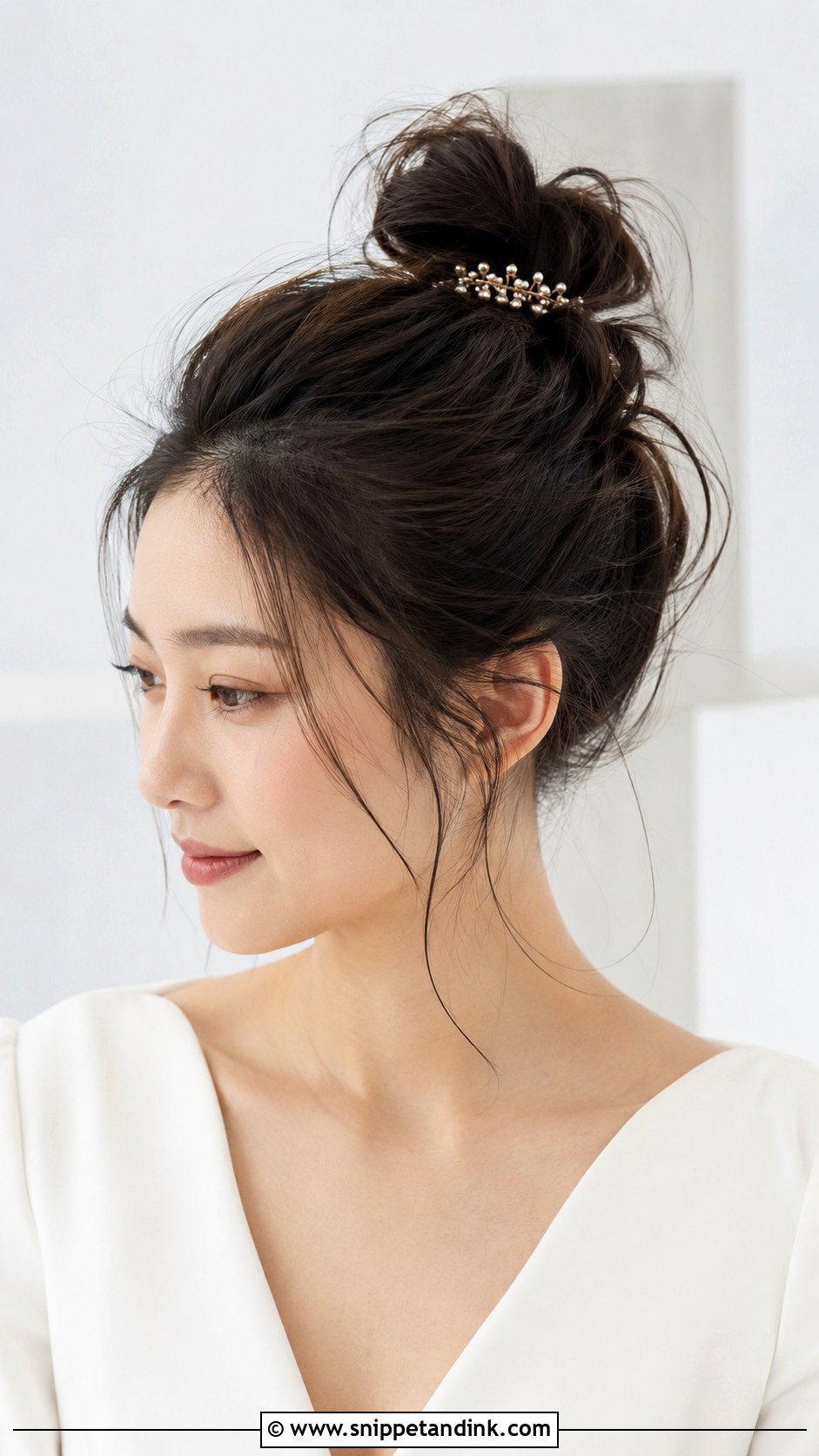 Messy Top Knot Bun - Snippet and Ink - 25 Asian Bridal Hair Ideas