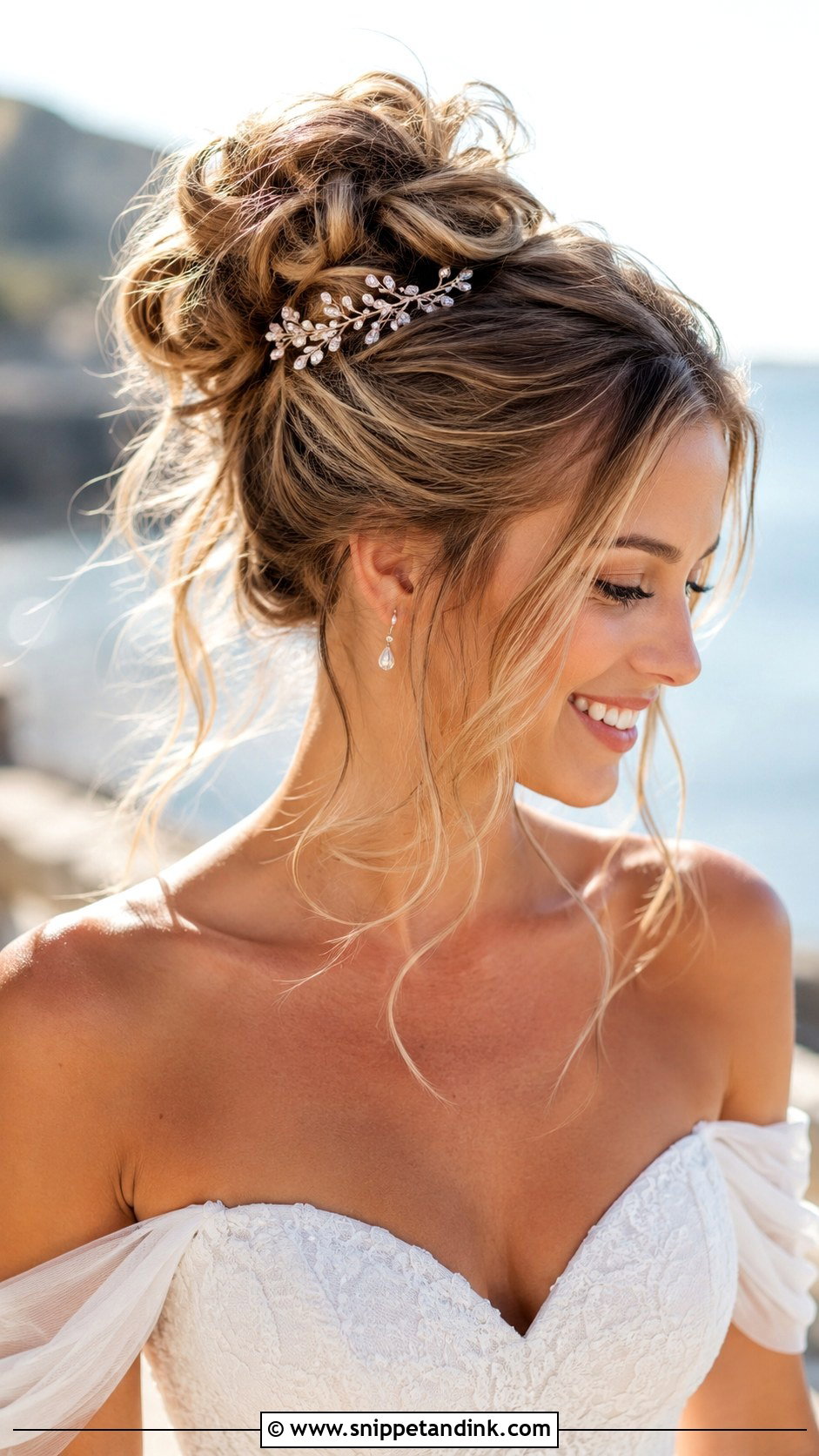 Messy Tousled Bun - Snippet and Ink - 20 Beach Wedding Hair Updo Ideas