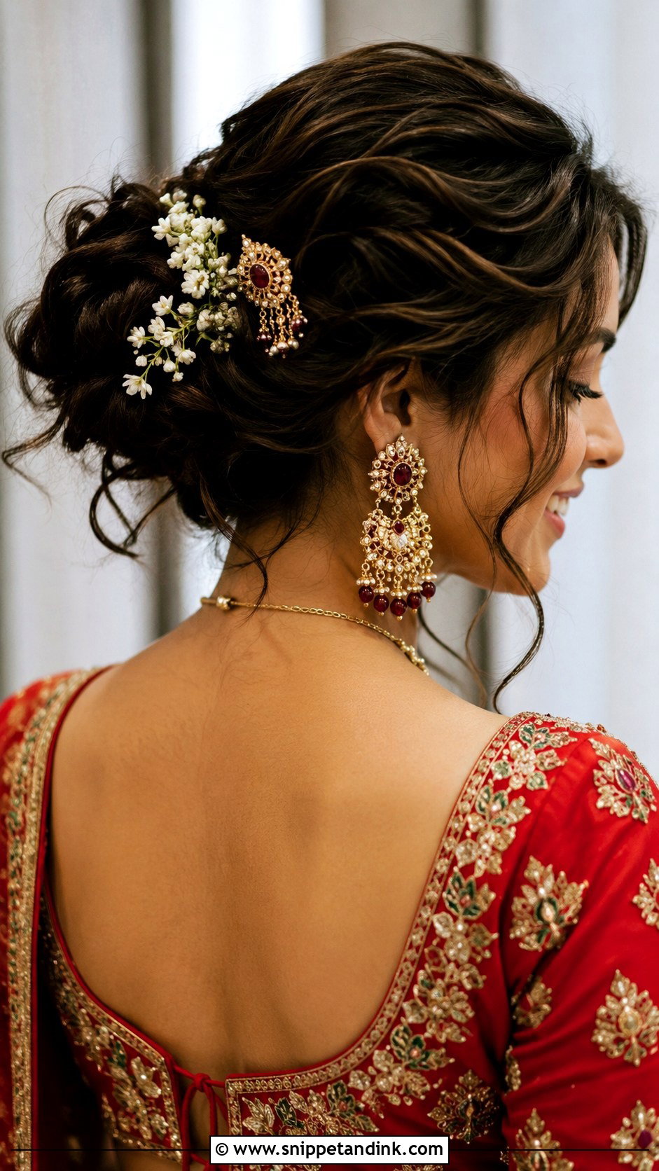 Messy Updo Bun for Short Hair - Snippet and Ink - 25 Short Hair Hairstyles for Wedding Indian