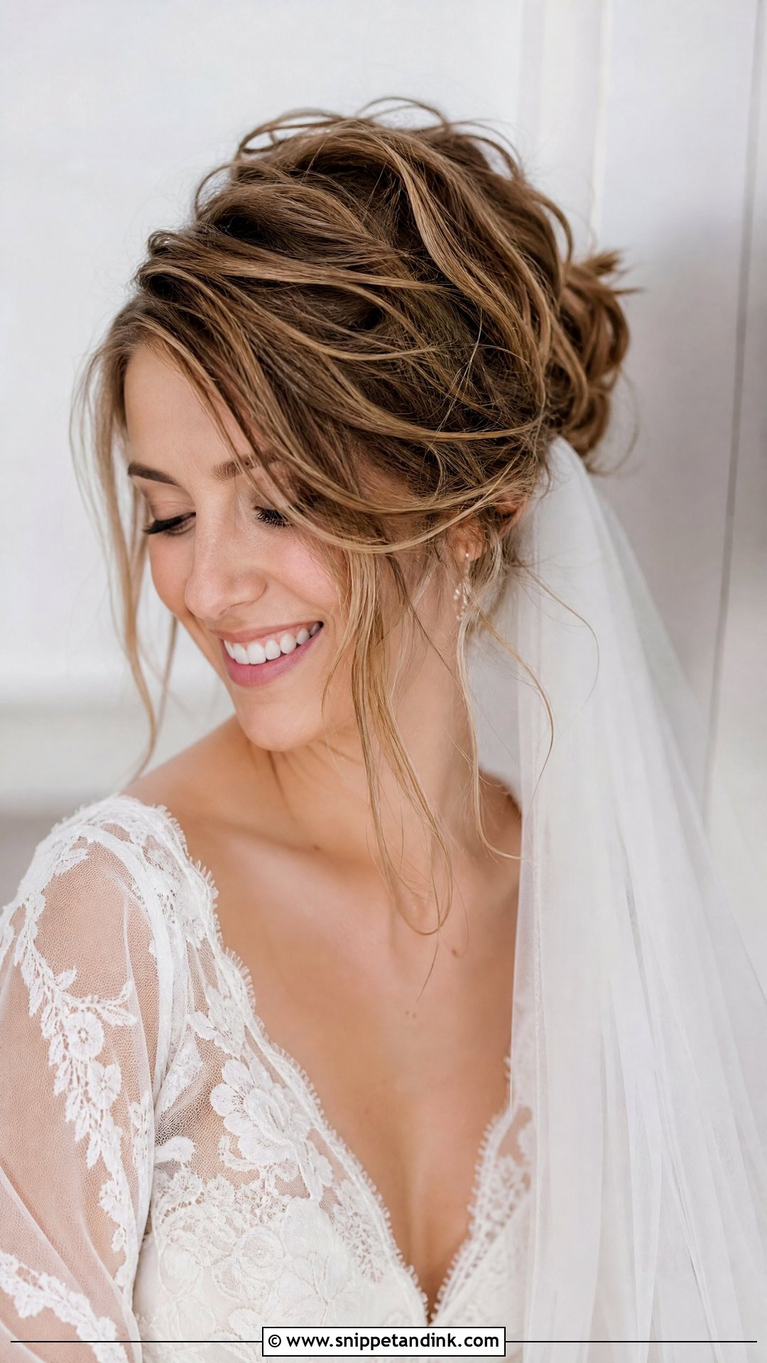 Messy Updo Pixie With Soft Veil - Snippet and Ink - 20 Short Veil Hairstyles
