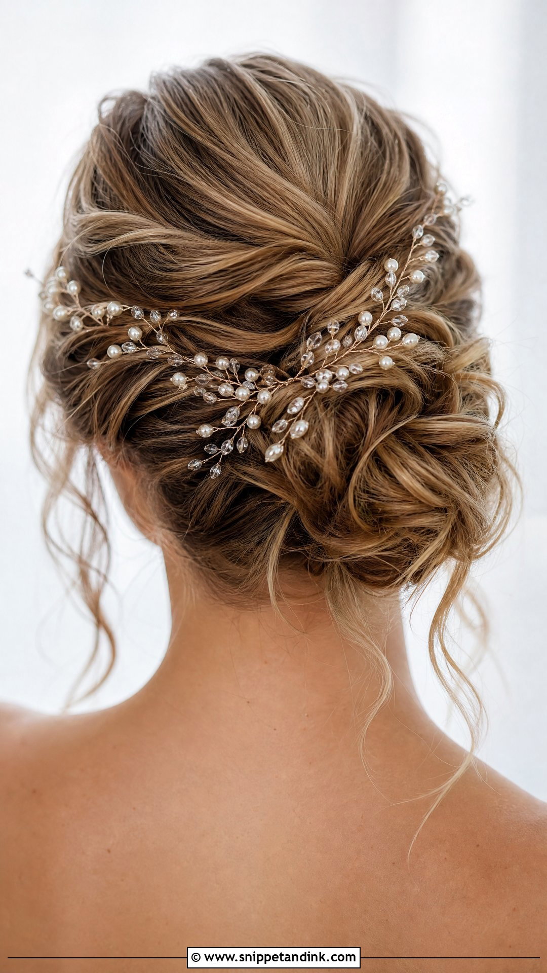 Messy Updo Wedding Hairstyle With Hair Vine - Snippet and Ink - 20 Messy Updo Wedding Hairstyles