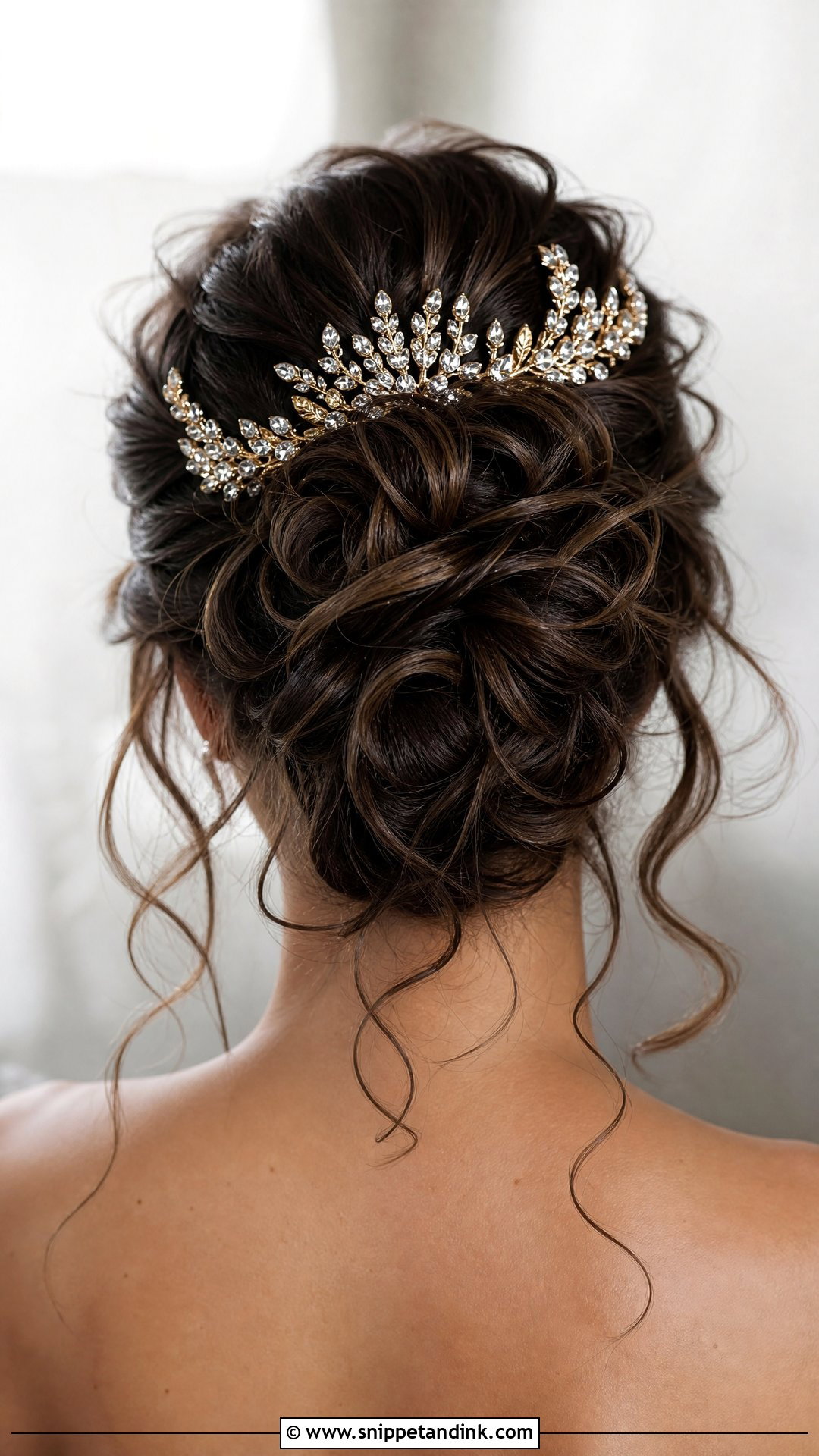 Messy Updo Wedding Hairstyle With Tiara - Snippet and Ink - 20 Messy Updo Wedding Hairstyles