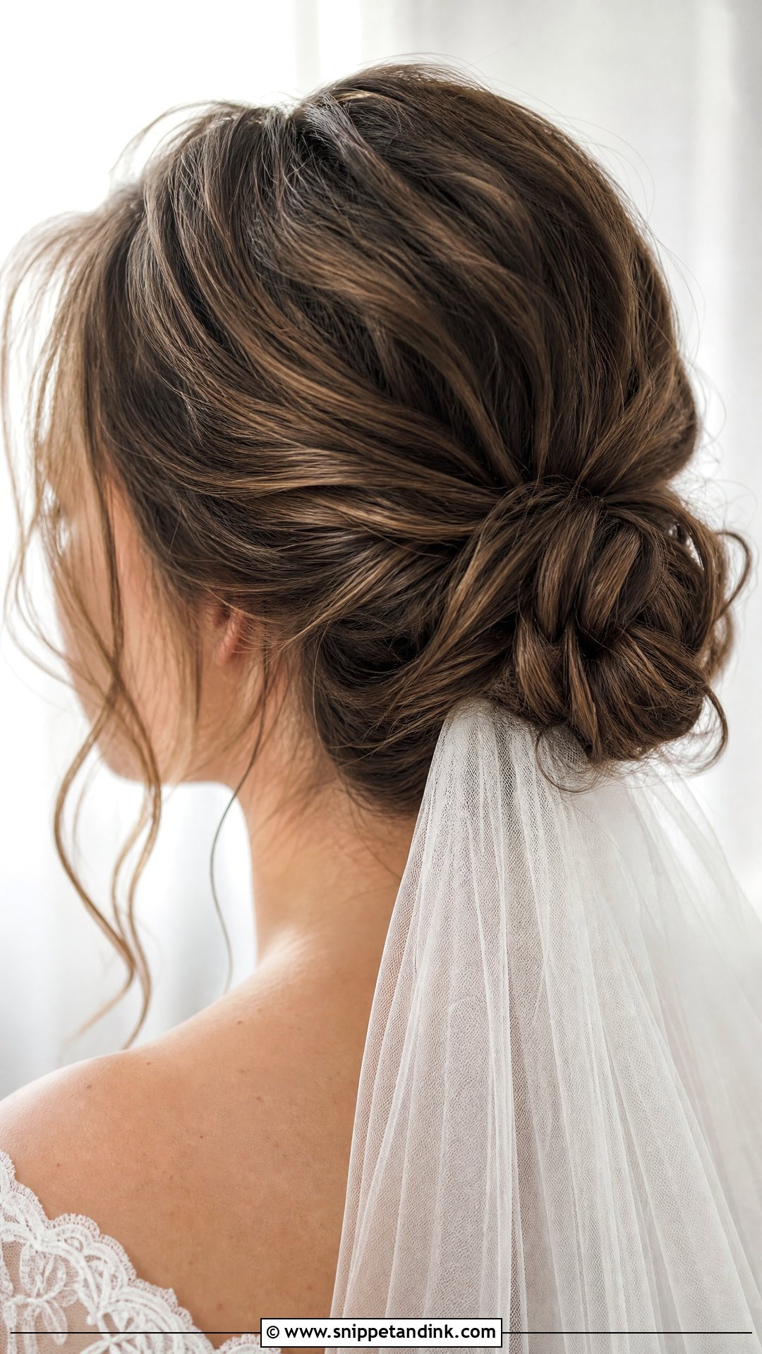 Messy Updo Wedding Hairstyle With Veil - Snippet and Ink - 20 Messy Updo Wedding Hairstyles