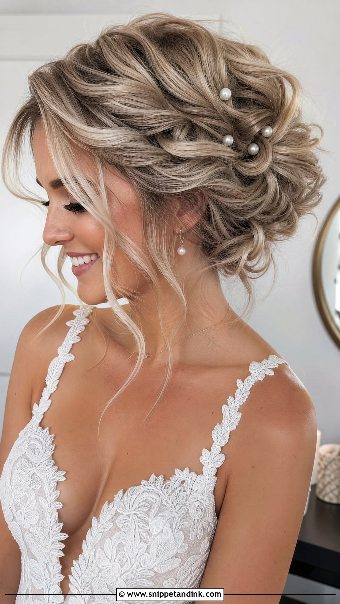 Messy Updo With Face Framing Pieces - Snippet and Ink - 20 Medium Wedding Hairstyles