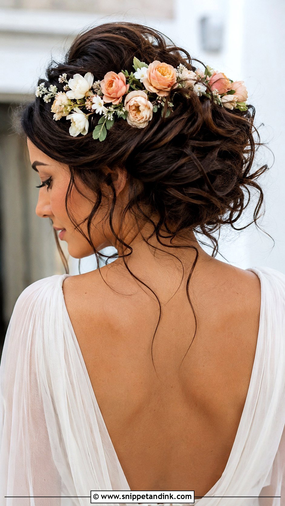 Messy Updo With Flower Crown - Snippet and Ink - 15 Wedding Flower Crown Hairstyles