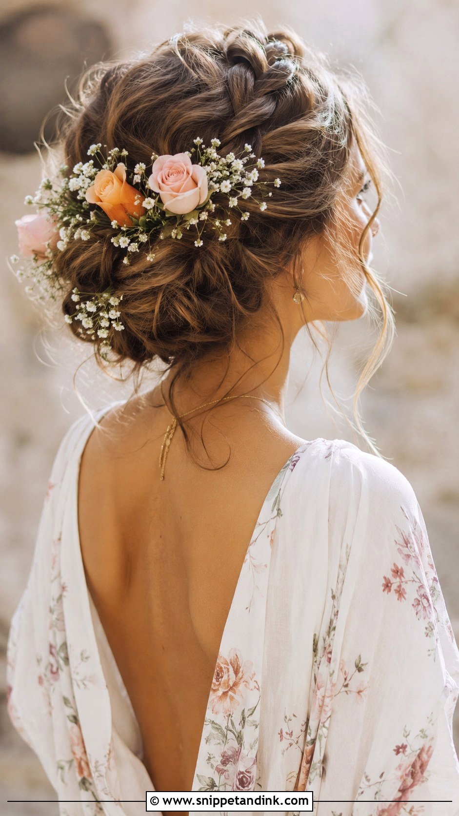 Messy Updo With Flowers - Snippet and Ink - 20 Messy Wedding Hair Updo Ideas