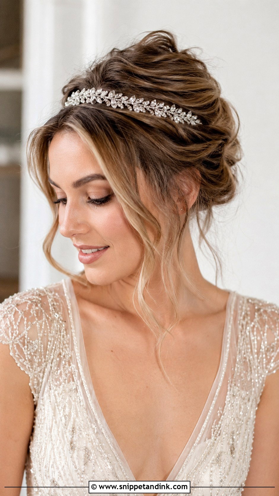 Messy Updo With Headband - Snippet and Ink - 25 Messy Bridal Updo Ideas