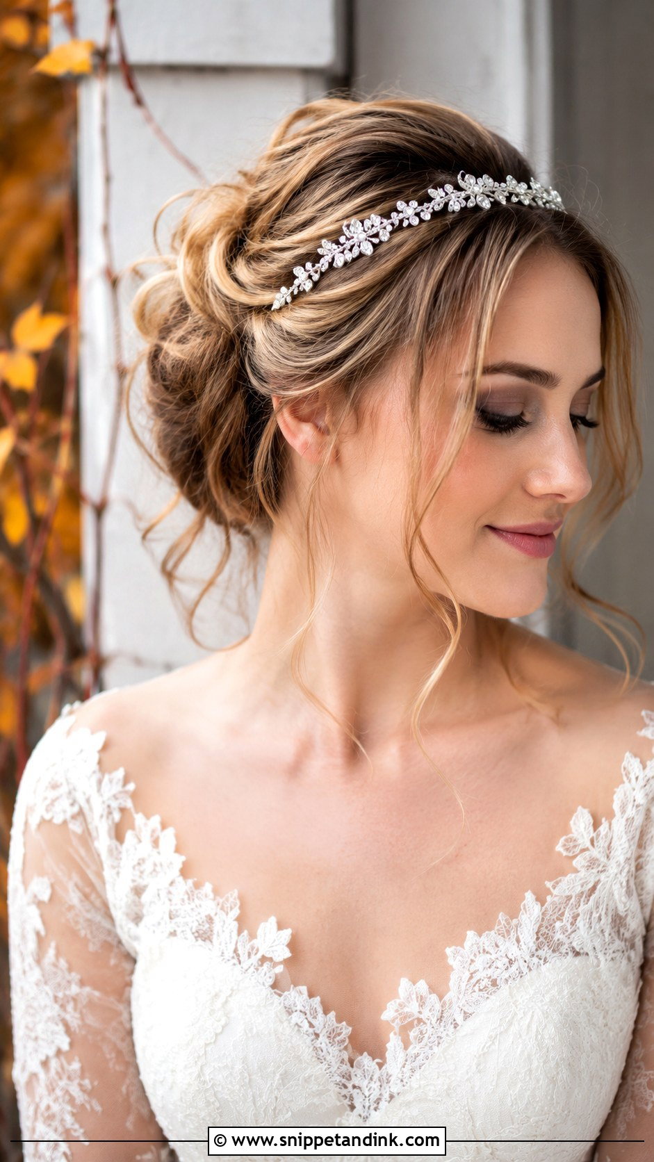 Messy Updo With Headband - Snippet and Ink - 20 Messy Wedding Hair Updo Ideas