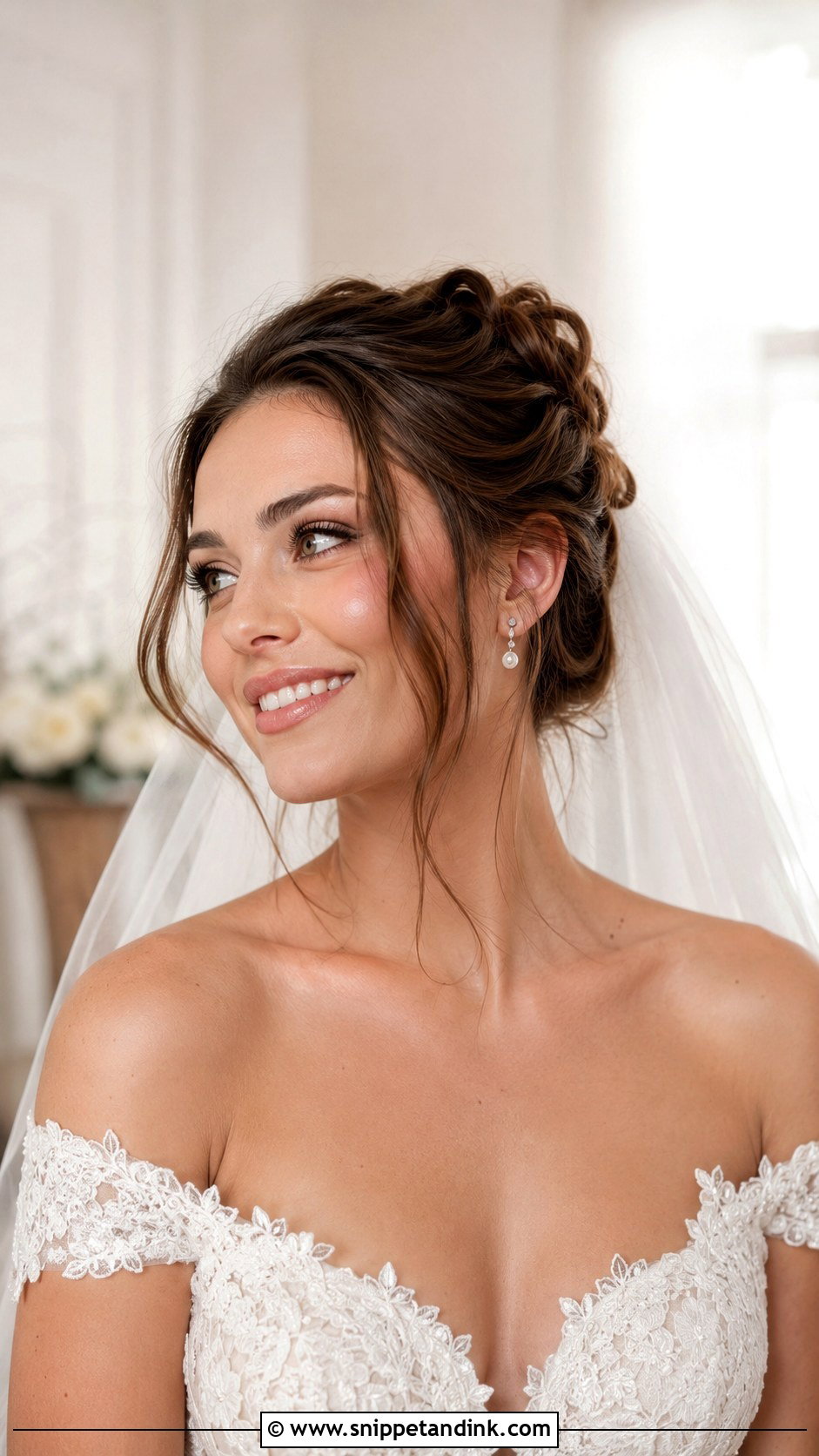 Messy Updo With Loose Front Pieces - Snippet and Ink - 30 Messy Updo Wedding Ideas
