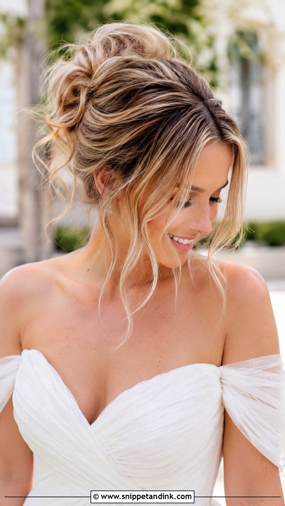 Messy Updo With Loose Pieces - Snippet and Ink - 20 Upstyles for Medium Hair Wedding Guest Ideas