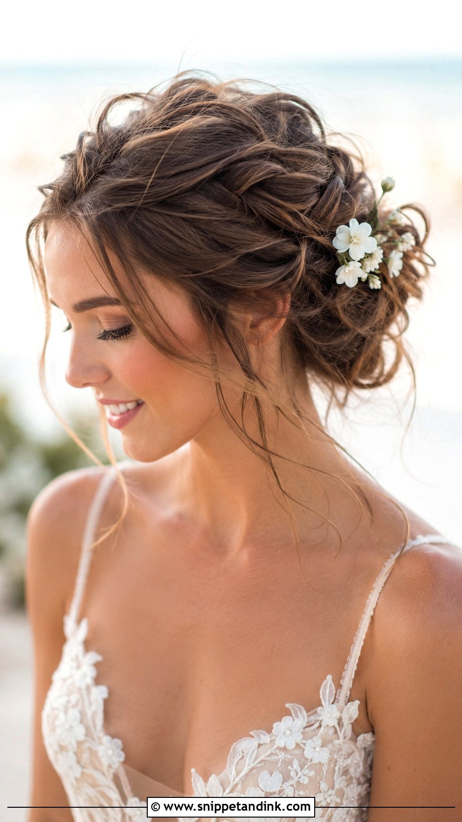 Messy Updo With Loose Pieces - Snippet and Ink - 20 Simple Medium Length Wedding Guest Hair Ideas