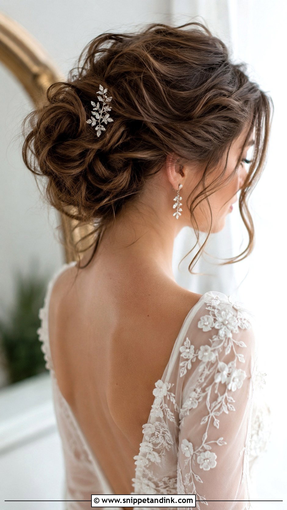 Messy Updo With Loose Tendrils - Snippet and Ink - 25 Hair Styles for Short Hair Wedding