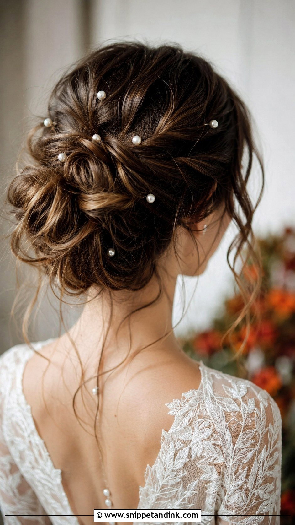 Messy Updo With Pearls - Snippet and Ink - 20 Messy Wedding Hair Updo Ideas
