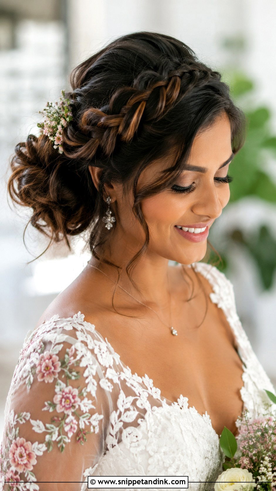 Messy Updo With Side Braid - Snippet and Ink - 30 Messy Updo Wedding Ideas