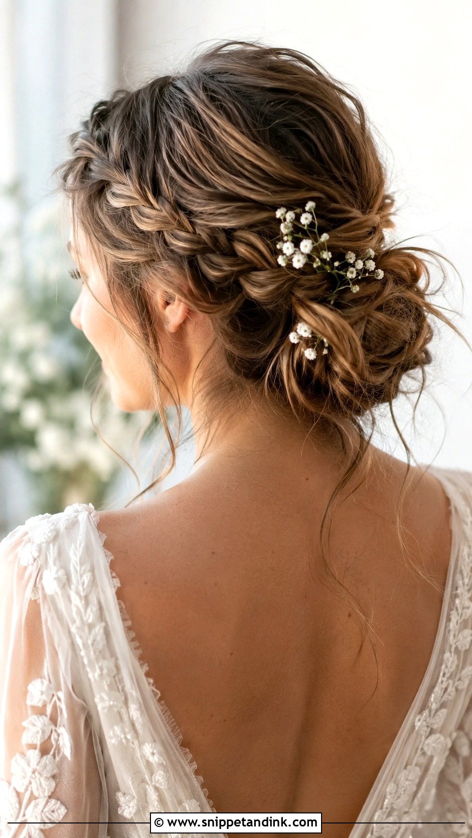 Messy Updo With Side Braid - Snippet and Ink - 25 Messy Bridal Updo Ideas