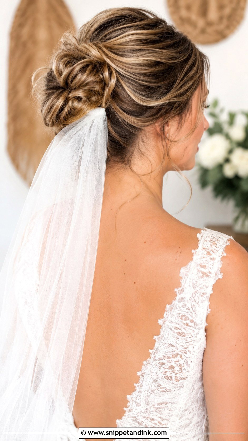 Messy Updo With Wedding Veil - Snippet and Ink - 20 Messi Bride Hairstyle Ideas