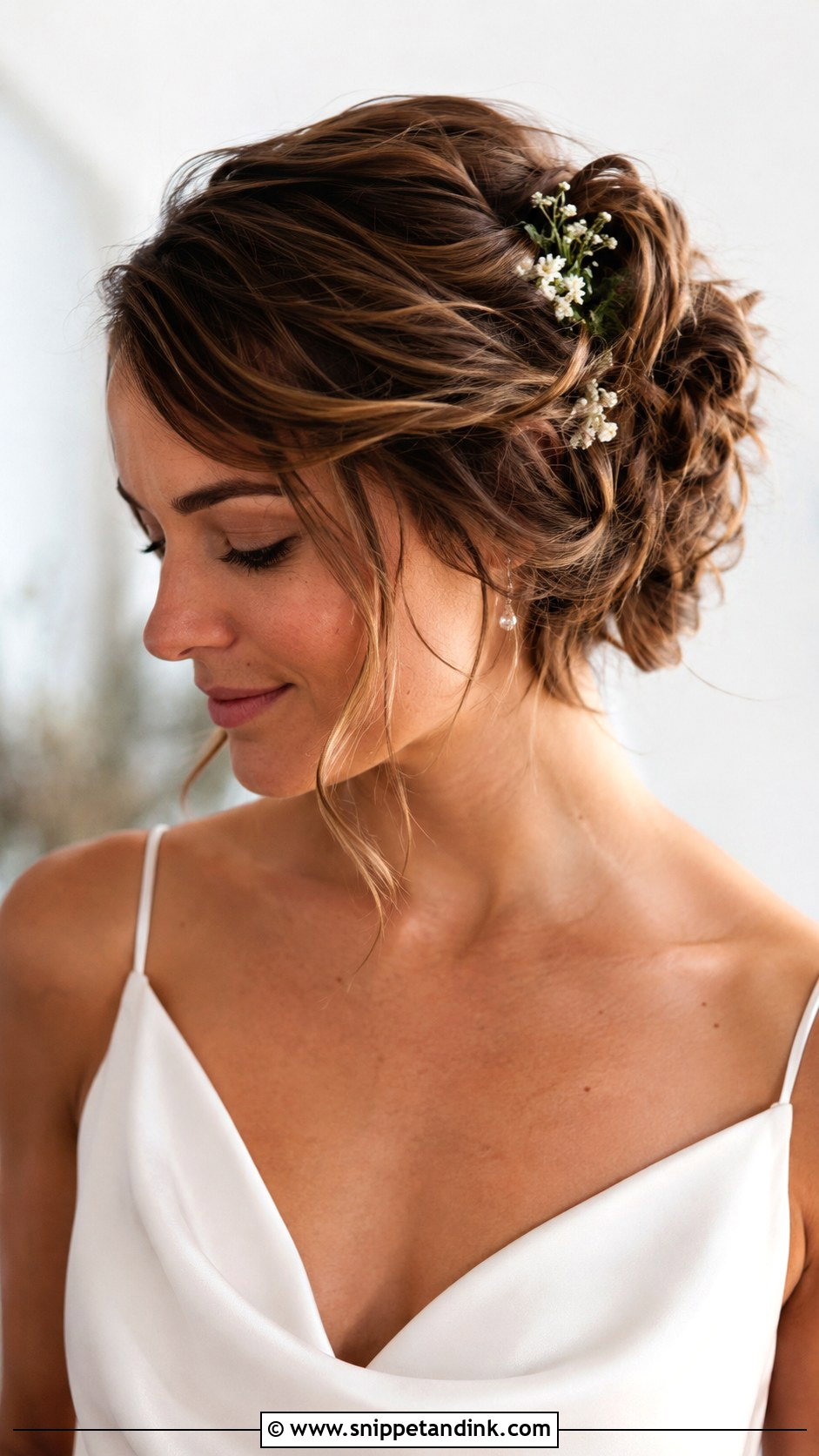 Messy Updo for Short Hair Brides - Snippet and Ink - 25 Messy Bridal Updo Ideas