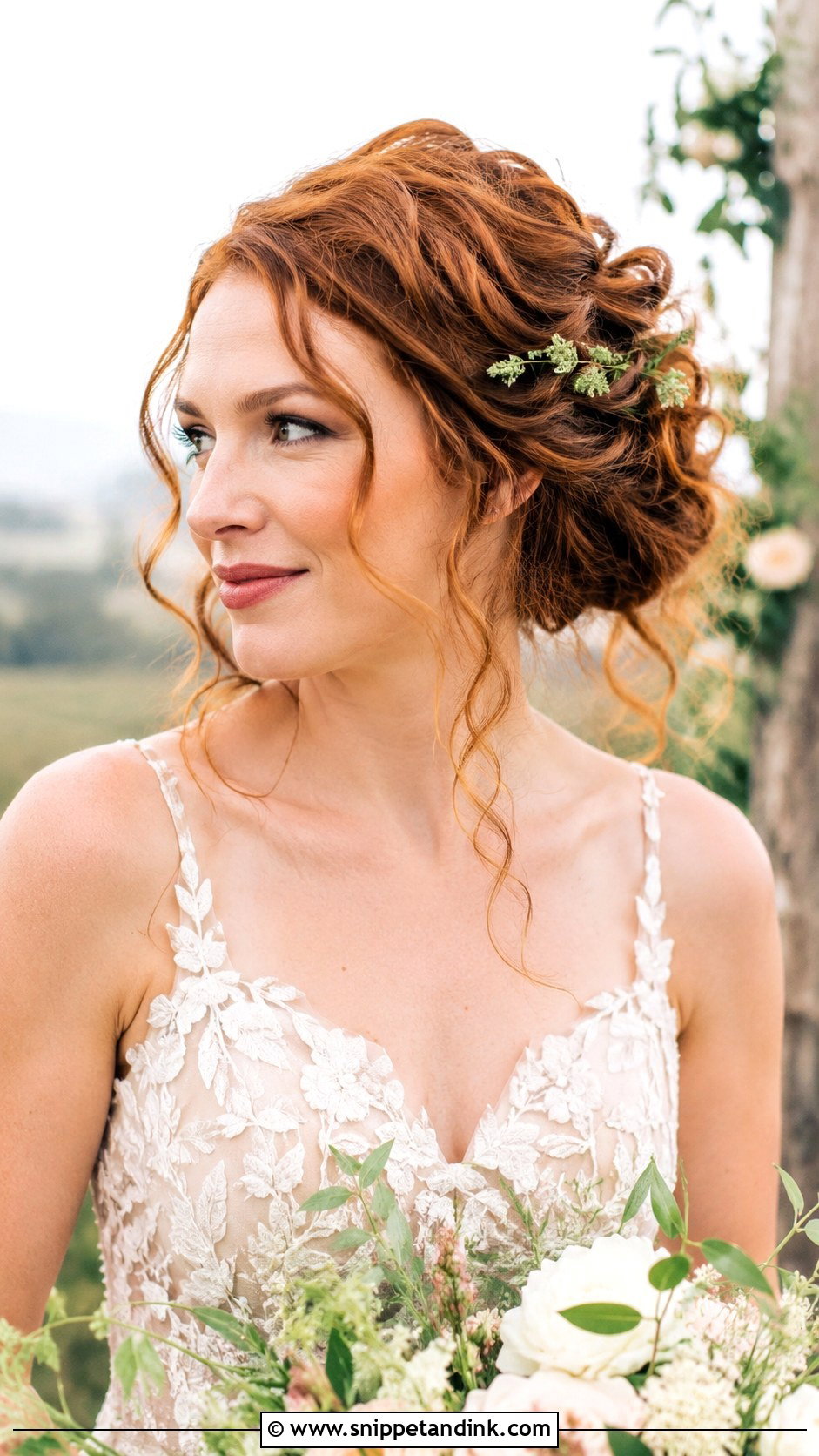 Messy Updo with Loose Curls - Snippet and Ink - 25 Wedding Updos for Medium Length Hair