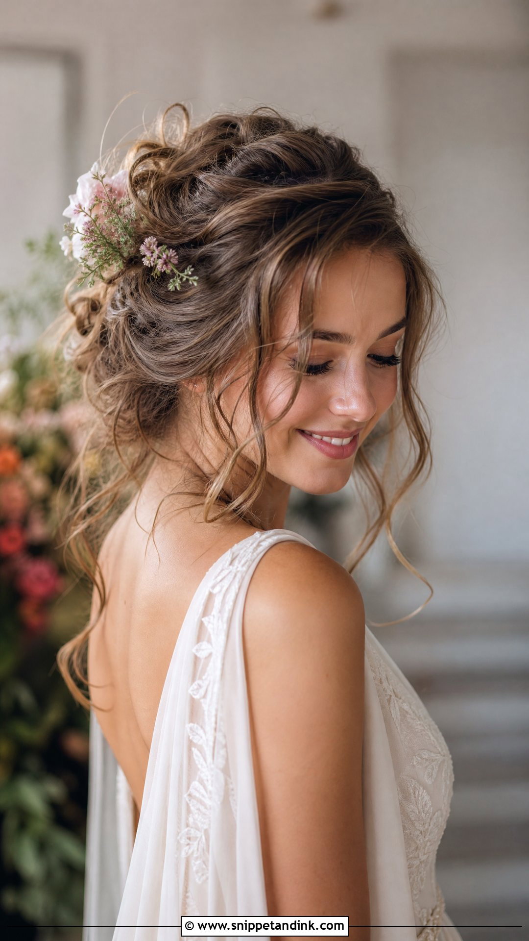 Messy Updo with Loose Tendrils - Snippet and Ink - 20 Simple Wedding Updos for Long Hair