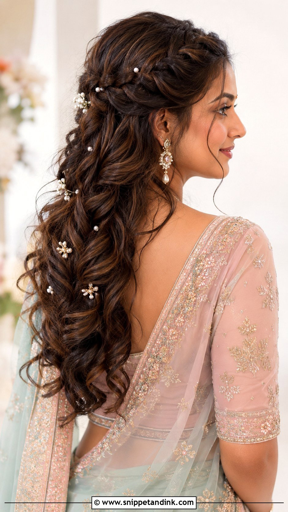 Messy Waterfall Braid For Indian Wedding - Snippet and Ink - 15 Messy Hair Braids for Indian Wedding