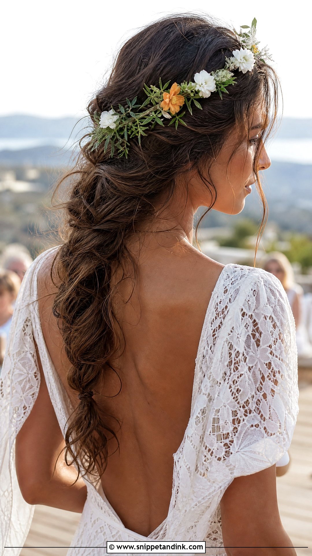 Messy Waterfall Braid for Relaxed Brides - Snippet and Ink - 20 Waterfall Braid Wedding Hair Ideas